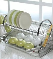 OBS.High Quality iron 2 Tiers Kitchen Dish Cup Drying Rack Drainer