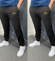 JM8.Combo 2 Pcs  Men’s Checkered Stripe Trouser (Black)