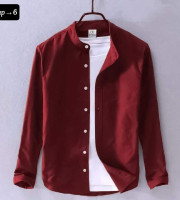 CT2.1Pcs Full Sleeve Ban coler shirt-(Meroon)