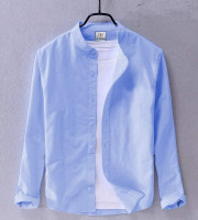 CT2.1Pcs Full Sleeve Ban coler shirt-(Sky)