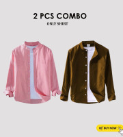 CT2.2 Pcs Full Sleeve Ban coler shirt-(Benson+Cream)