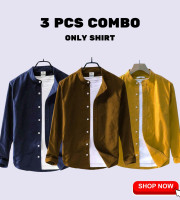 CT2.3 Pcs Full Sleeve Ban coler shirt-(Kathali+Benson+Black)
