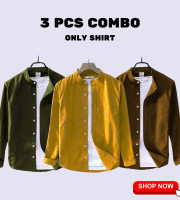 CT2.3 Pcs Full Sleeve Ban coler shirt-(Kathali+Benson+Jolpai)