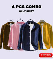 CT2.4 Pcs Full Sleeve Ban coler shirt-(Any Color)