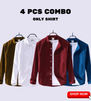 CT2.4 Pcs Full Sleeve Ban coler shirt-(Any Color)