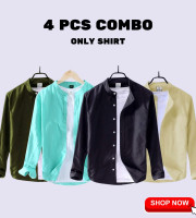 CT2.4 Pcs Full Sleeve Ban coler shirt-(Any Color)