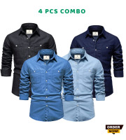 CT6.4 Pcs Denim-Double-Poket-Black+Navy Blue+Sky Blue+Light Sky