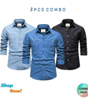 CT6.3 Pcs Denim-Double-Poket-Sky Blue+Black+Light Sky