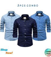 CT6.3 Pcs Denim-Double-Poket-Navy Blue+Sky Blue+Light Sky