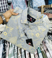 SBD-0281-ফুল হাতা প্রিন্ট শার্ট(পিউর কটন)